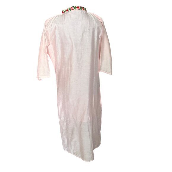 Pink Floral Embroidered Kurta With Mandarin Collar & Side Slits 3XL - Picture 4 of 5
